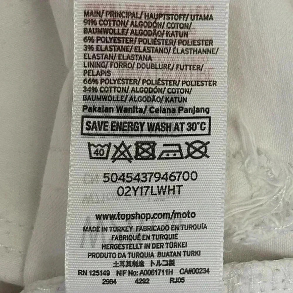 Topshop Jamie High Rise Skinny Jeans White  Ankle Cropped Raw Hem Size 26 - Picture 10 of 14